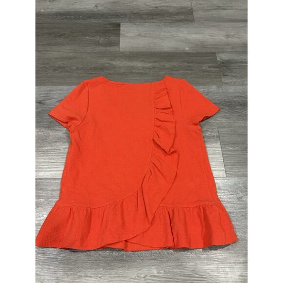 Anthropologie Postmark Ruffle Blouse Bright Orange Size M - Picture 3 of 3